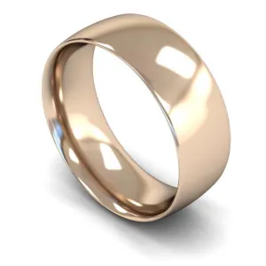 18ct Rose Gold Medium Weight Traditional Court 8mm Wedding Ring