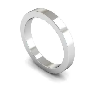 18ct White Gold Heavy Weight Flat 3mm Wedding Ring