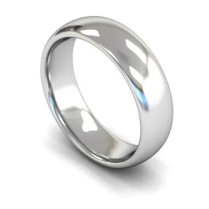 18ct White Gold Heavyweight Traditional Court/Flat Edge 6mm Wedding Ring