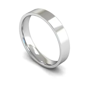 18ct White Gold Lightweight Flat Court/Edge 4mm Wedding Ring