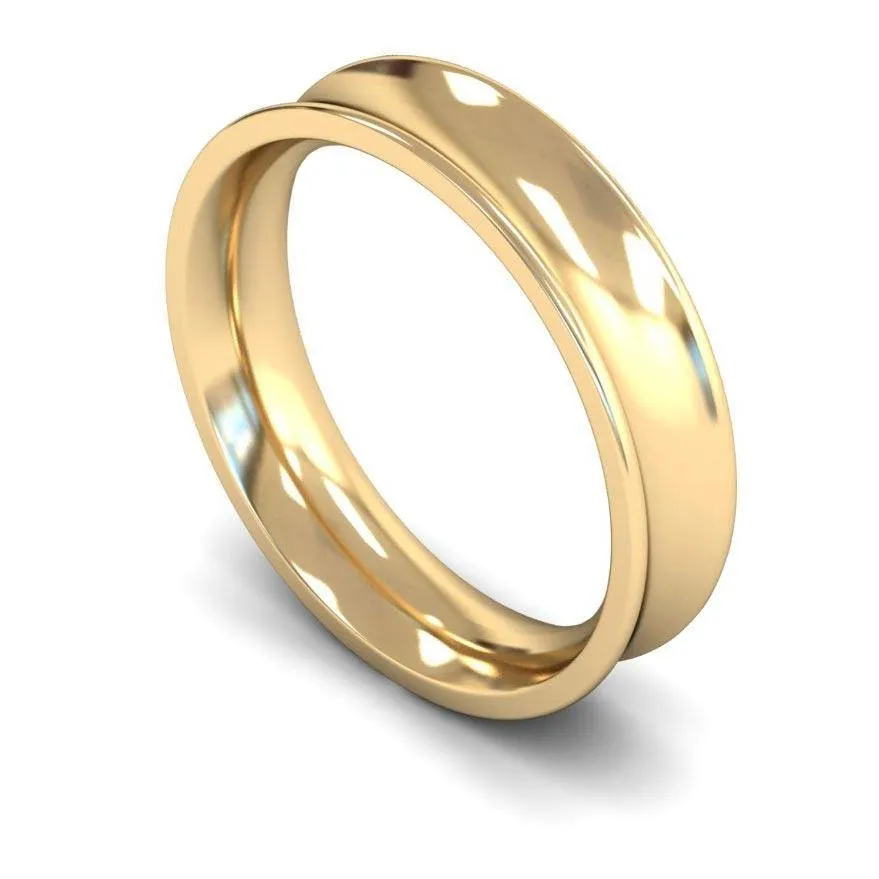 18ct Yellow Gold Heavy Weight Concave 5mm Wedding Ring