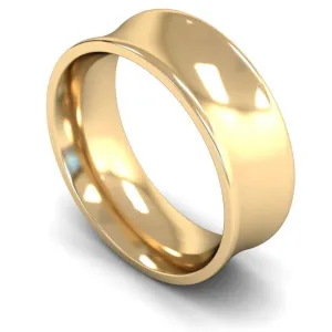 18ct Yellow Gold Heavy Weight Concave 8mm Wedding Ring