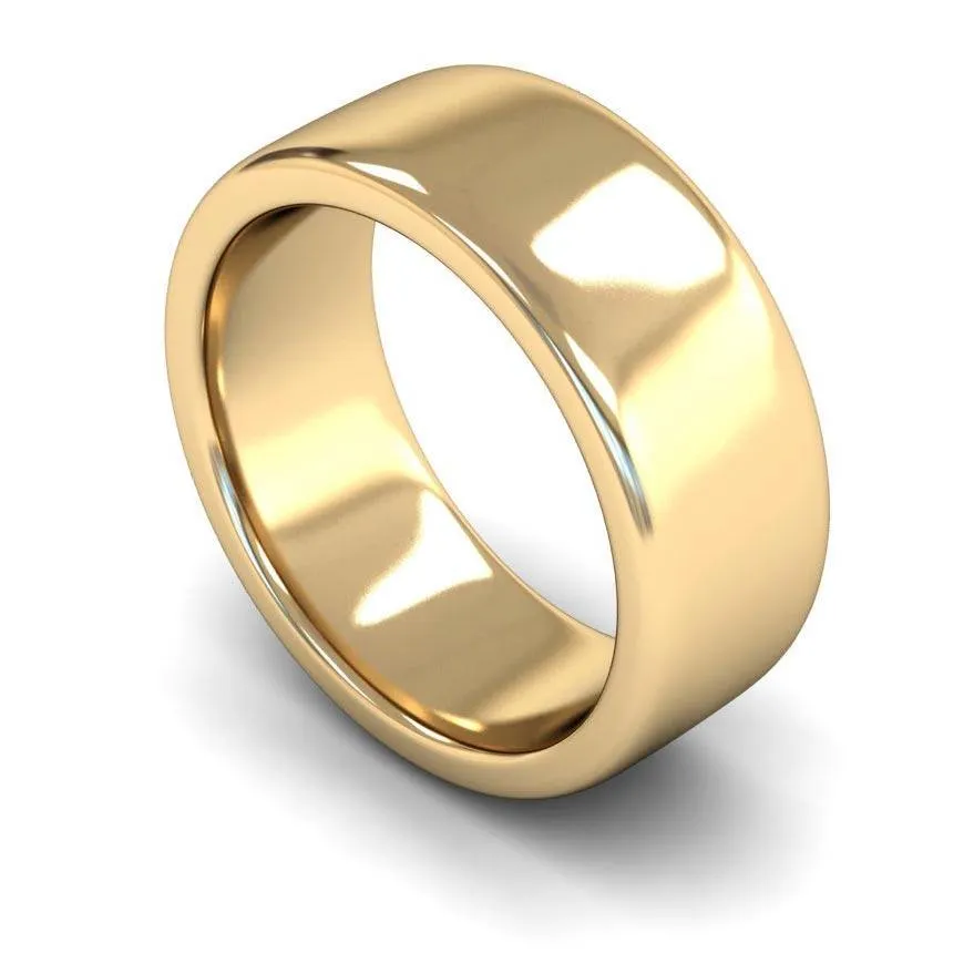 18ct Yellow Gold Heavy Weight Edged Slight Court 8mm Wedding Ring