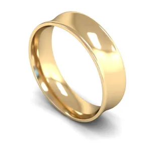 18ct Yellow Gold Light Weight Concave 6mm Wedding Ring