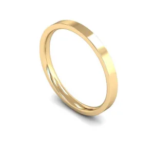 18ct Yellow Gold Lightweight Flat Court/Edge 2mm Wedding Ring