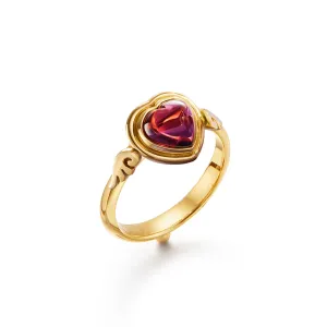 18K Rhodolite Winged Heart Ring