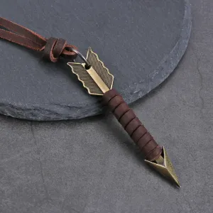 1Pc Handmade Vintage Leather Arrow Pendant Necklace Rope Chain Necklaces Men&Women Punk Jewlery Accessories Wholesale