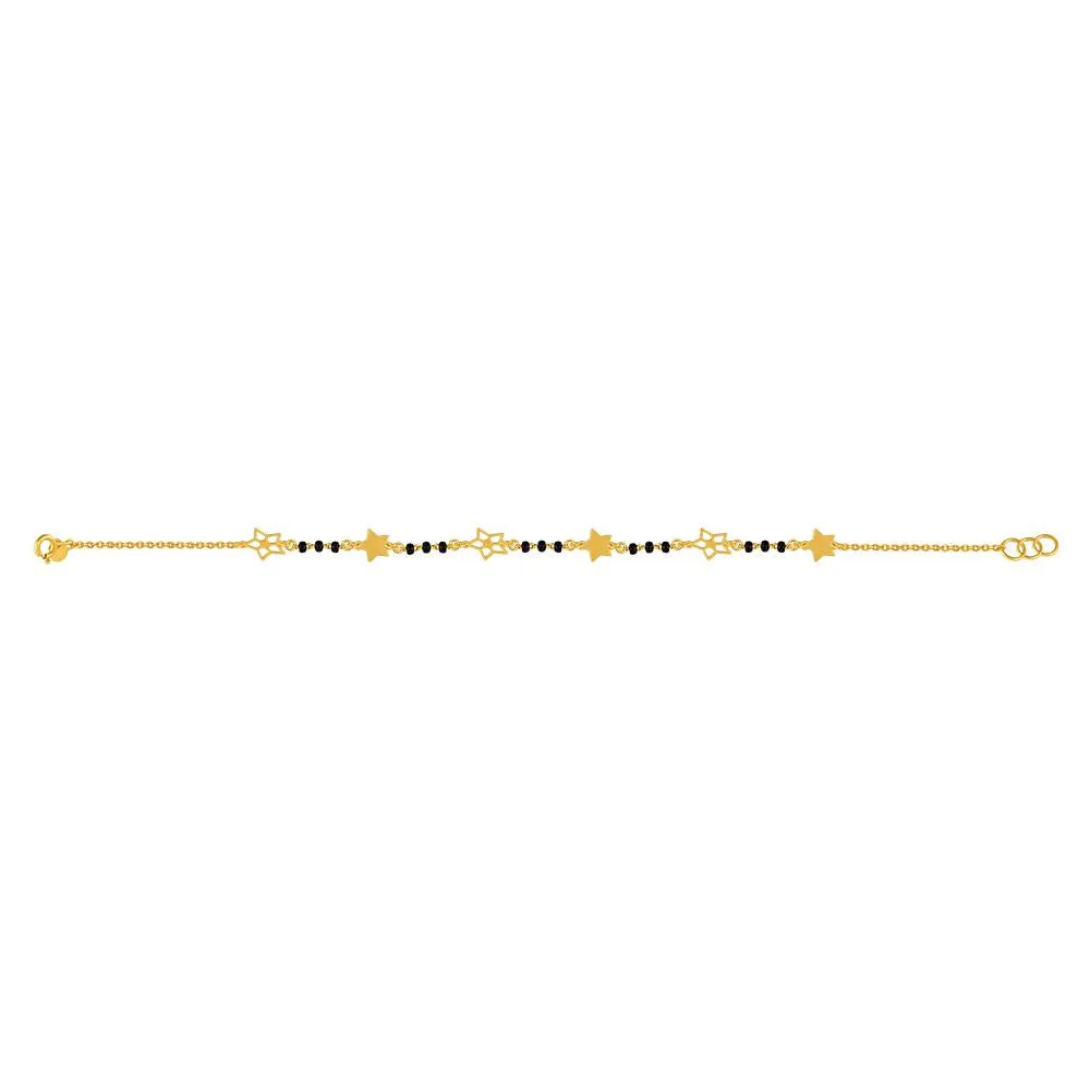 22k Gold Bracelet With Floral Star Motifs And Beads