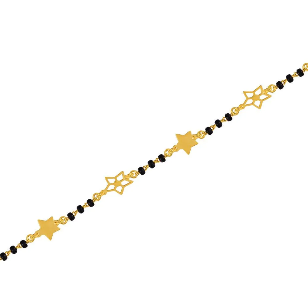 22k Gold Bracelet With Floral Star Motifs And Beads