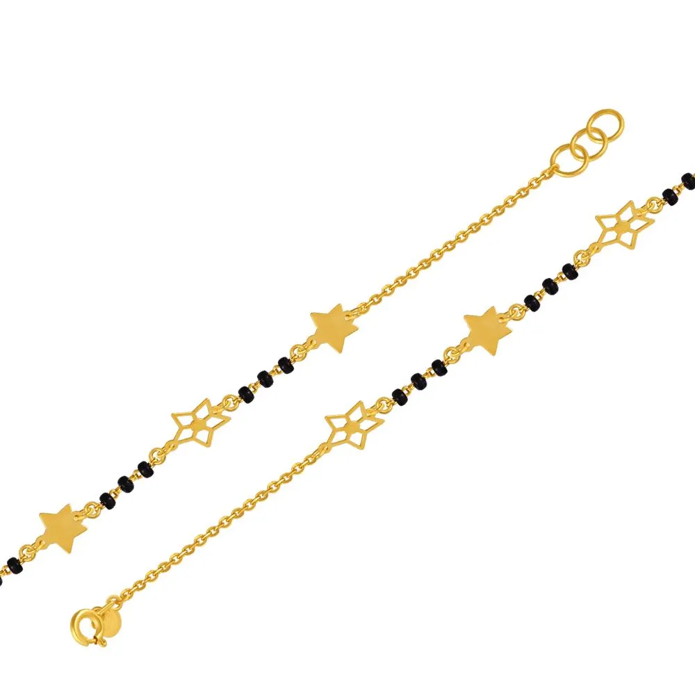 22k Gold Bracelet With Floral Star Motifs And Beads