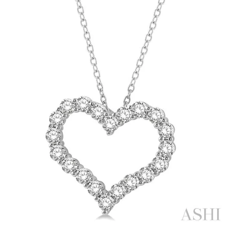 3 ctw Heart Shape Round Cut Diamond Pendant With Chain in 14K White Gold