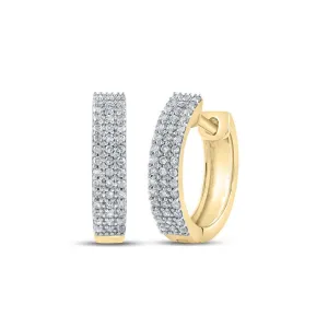 3 Row Hoop Diamond Earrings .25cttw 10K White Gold