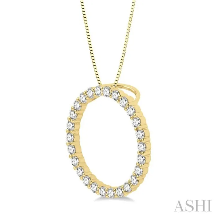 3/4 ctw Circle of Love Round Cut Diamond Pendant With Chain in 14K Yellow Gold