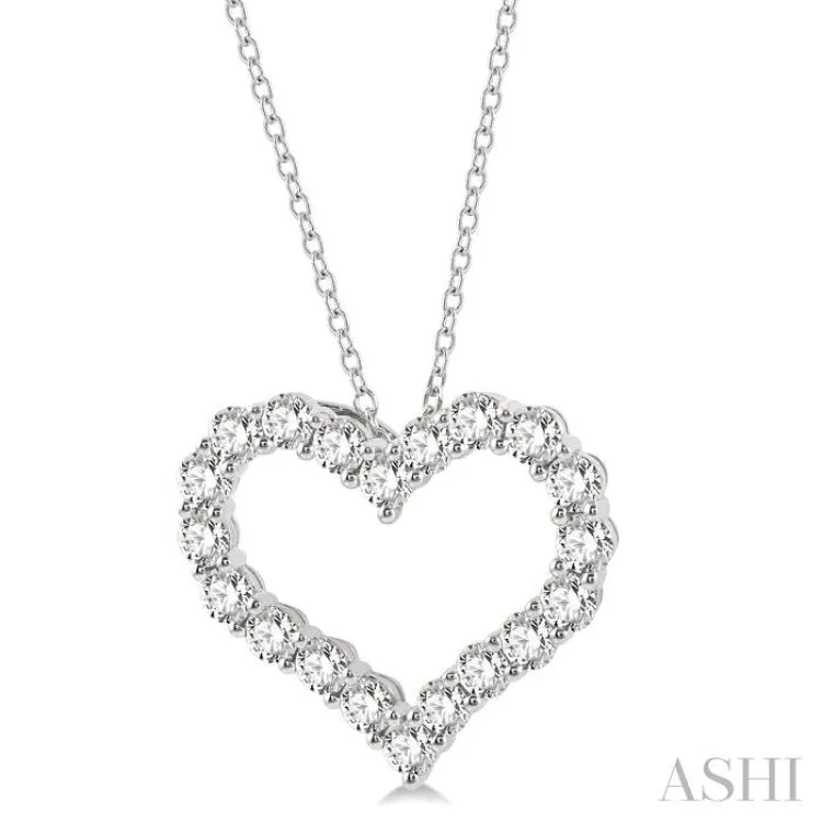 4 ctw Heart Shape Round Cut Diamond Pendant With Chain in 14K White Gold