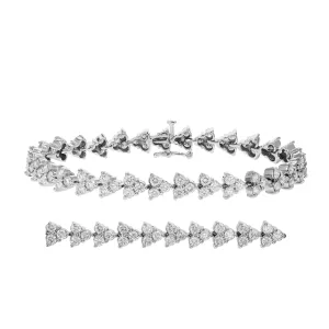 5 cttw Diamond 3 Stone Link Tennis Bracelets in 10K White Gold