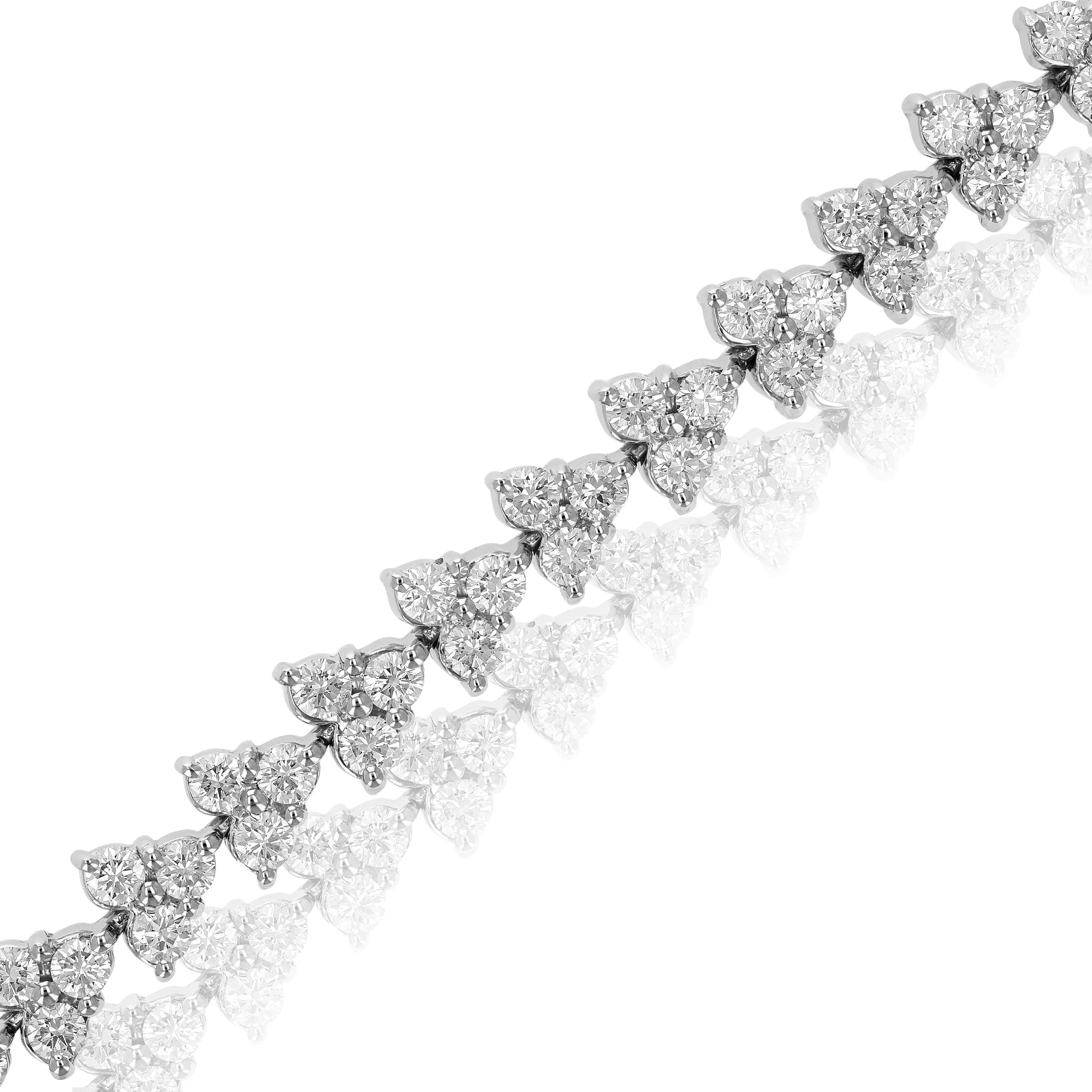 5 cttw Diamond 3 Stone Link Tennis Bracelets in 10K White Gold