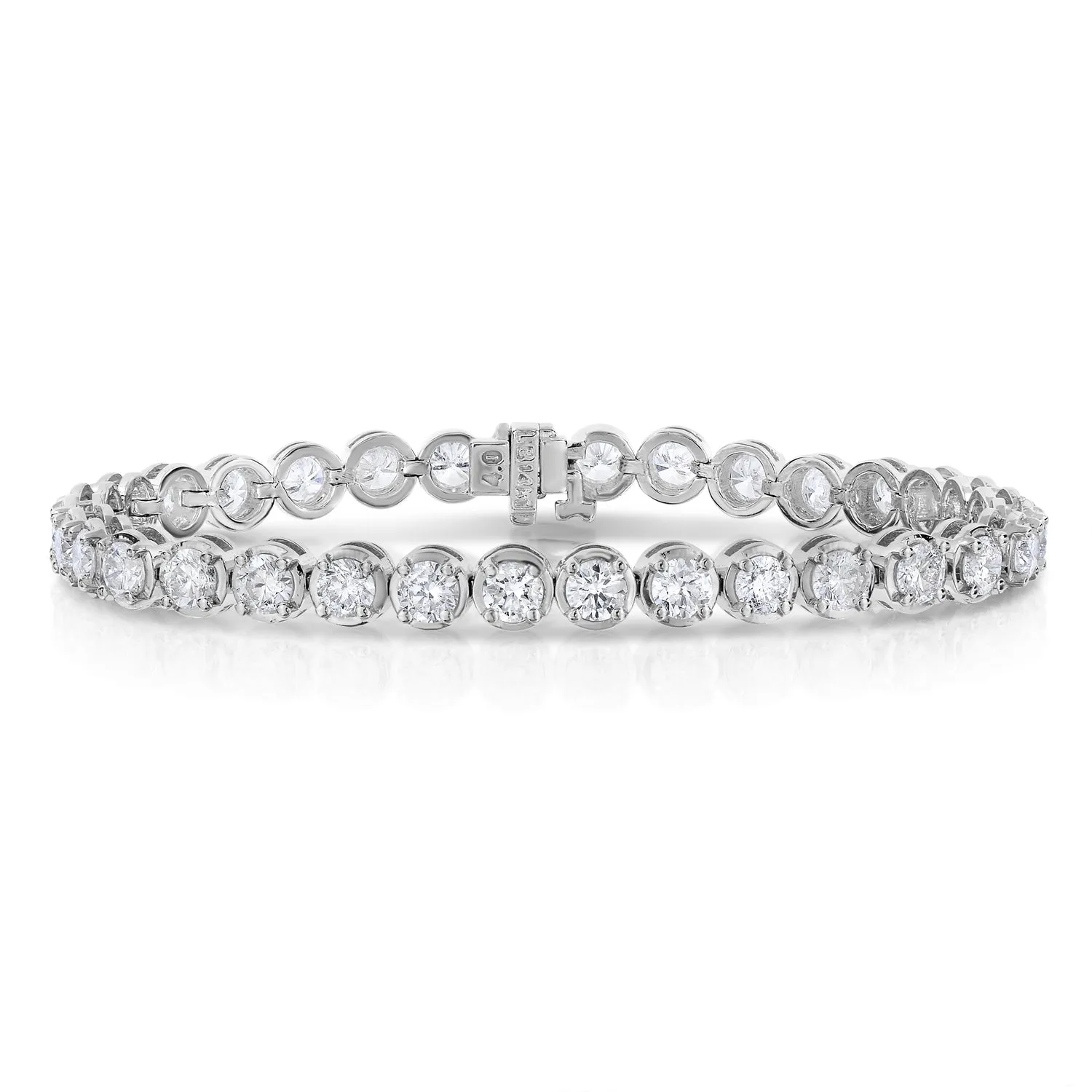 7 cttw Bubble Link Diamond Tennis Bracelets in 18K White Gold