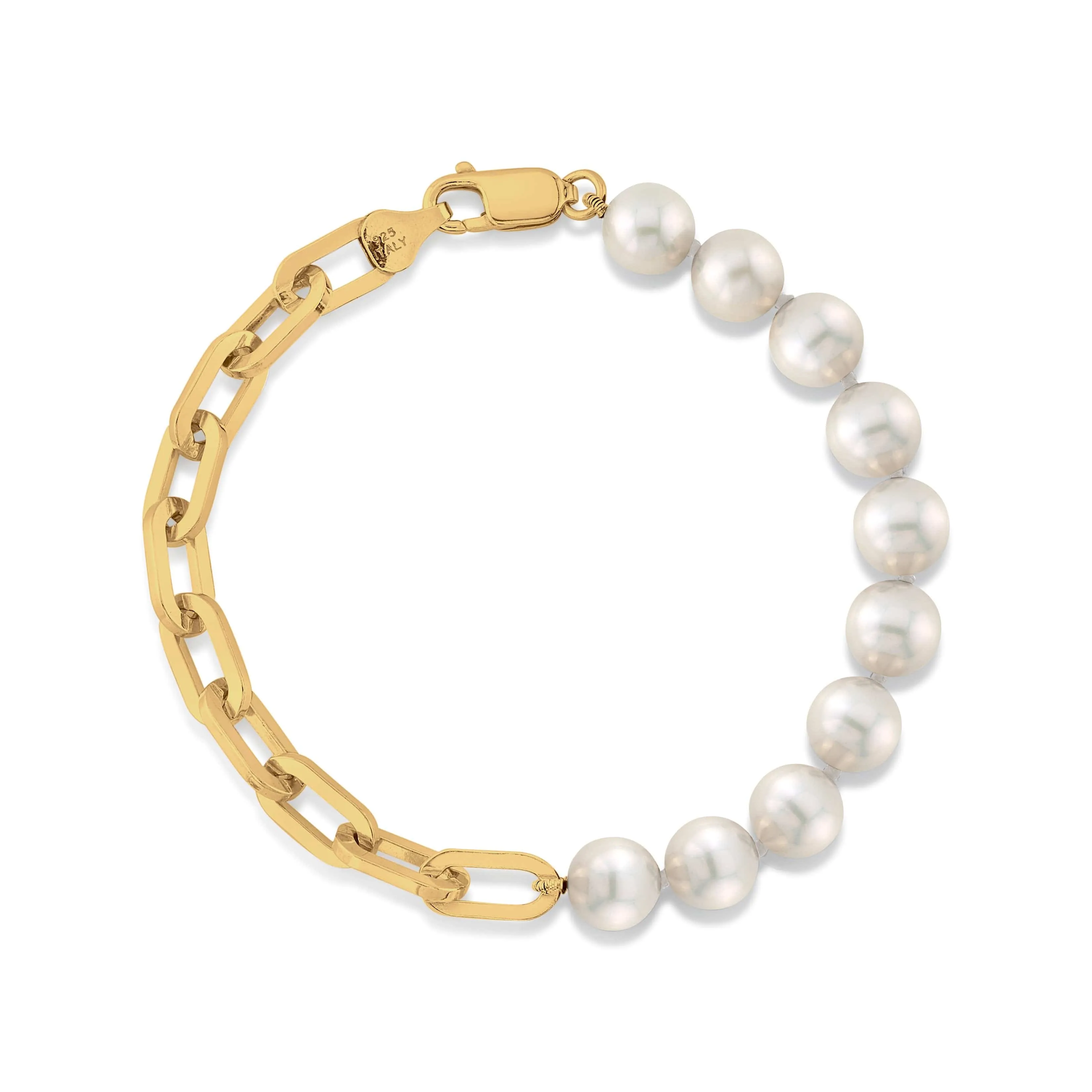 7mm White Freshwater Scarlett Pearl & Chain Bracelet