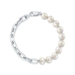 7mm White Freshwater Scarlett Pearl & Chain Bracelet