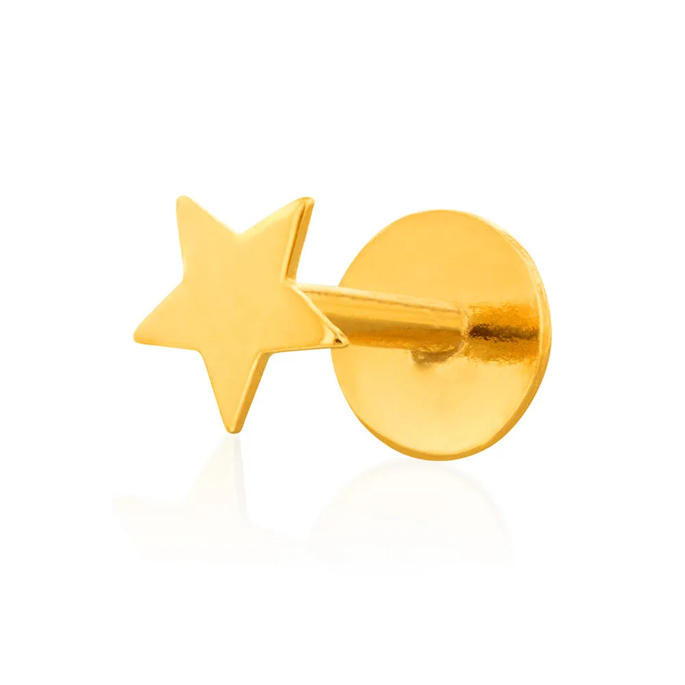 9ct Yellow Gold Single 4mm Star Cartilage Stud Earring