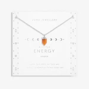 Affirmation Crystal Energy Amber Silver 46cm   5cm Necklace 6145