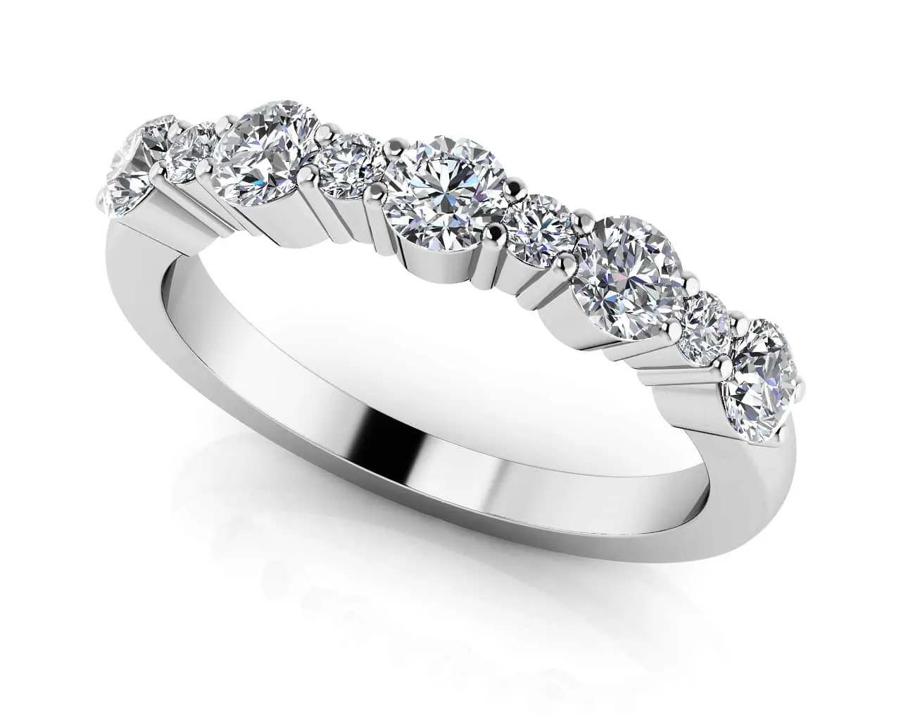 Alternating Diamond Anniversary Diamond Ring with 0.61 ct.(finished) 1.7mm, 3mm