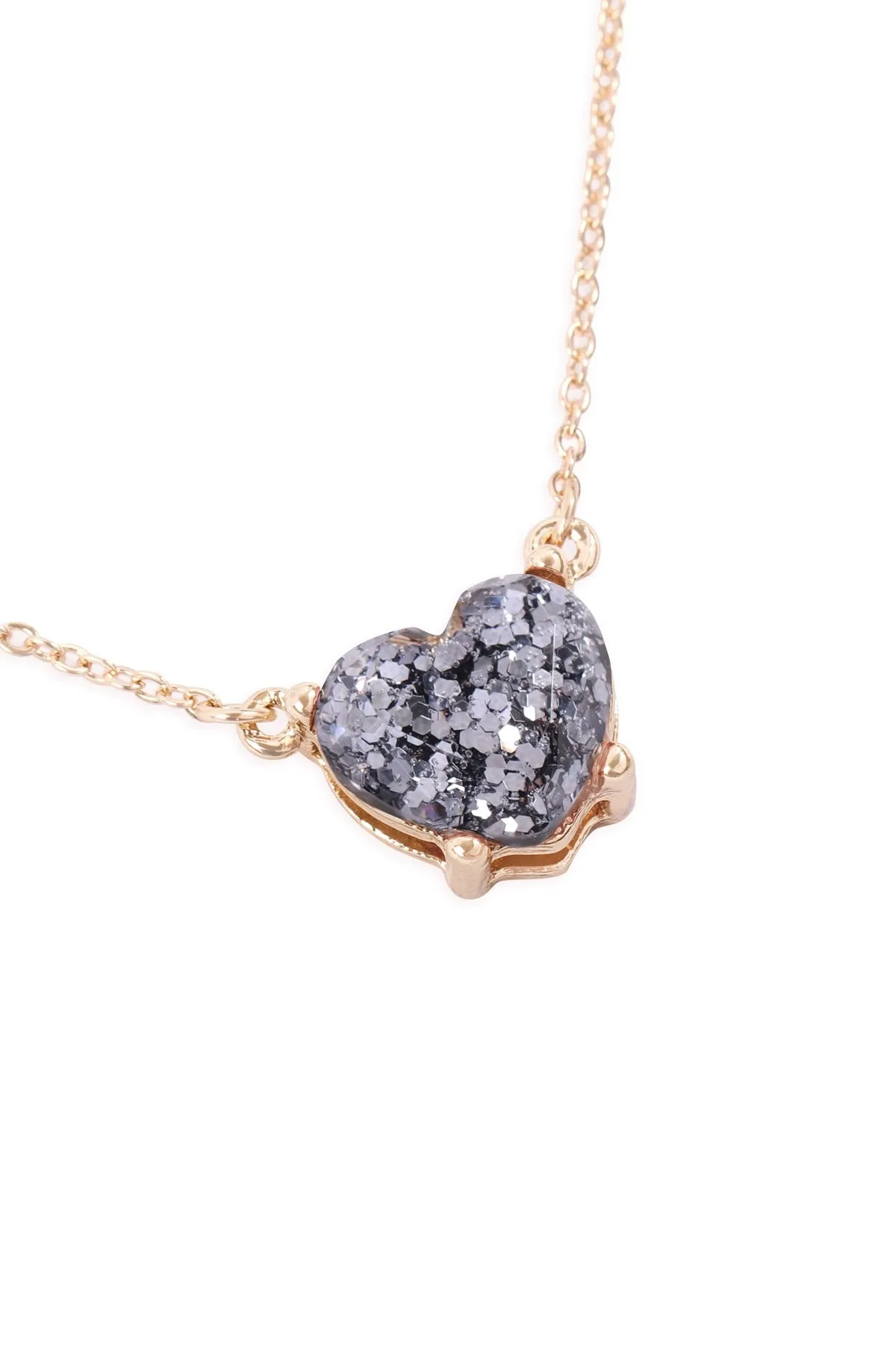 An0105 - Heart Glitter Epoxy Necklace