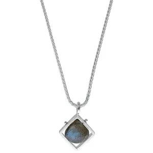 Ashka Dymel Iridescent Labradorite Cube Necklace