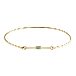 Baguette Cut Gemstone Cuff - Emerald