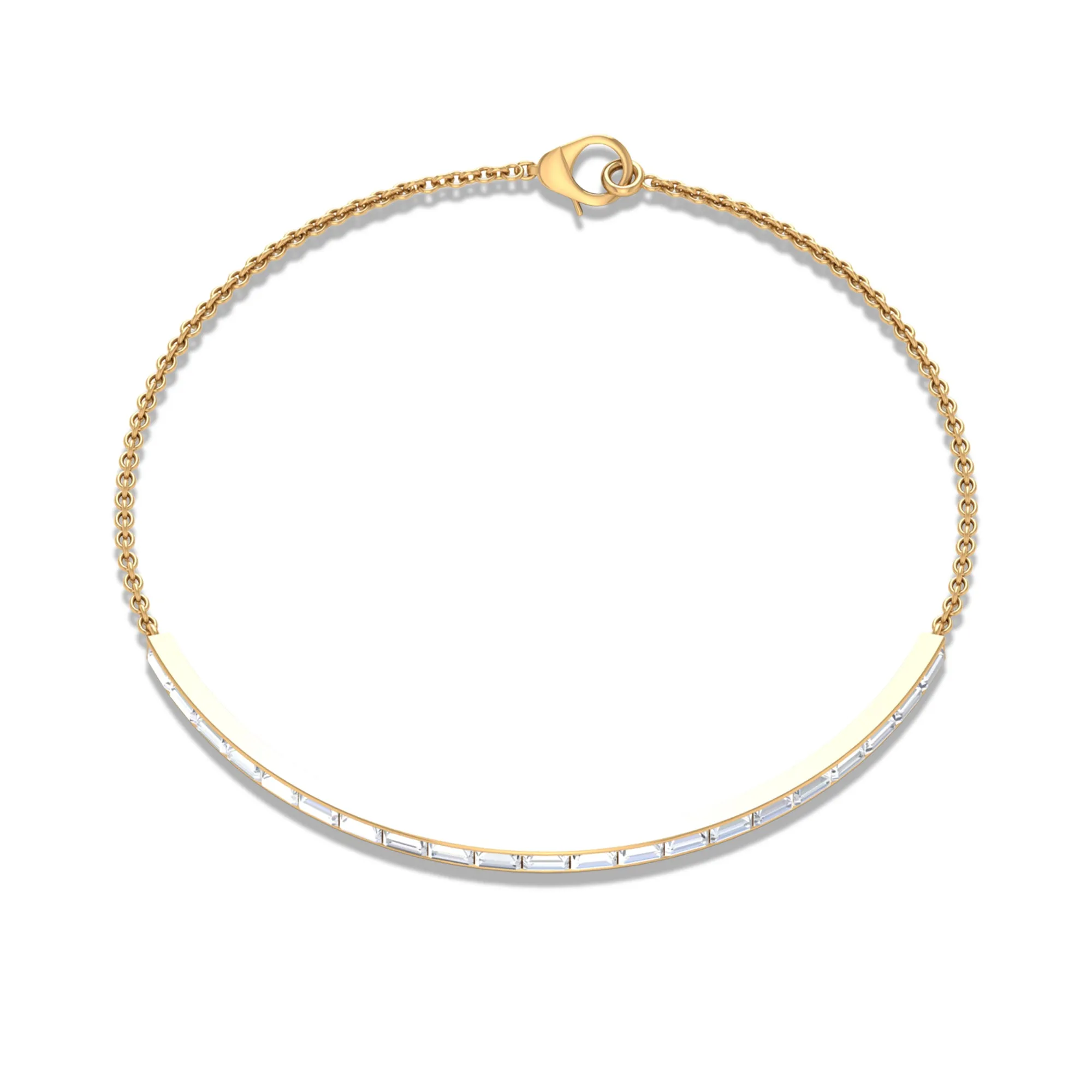 Baguette Cut Zircon Bangle Chain Bracelet in Channel Setting