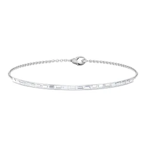 Baguette Cut Zircon Bangle Chain Bracelet in Channel Setting