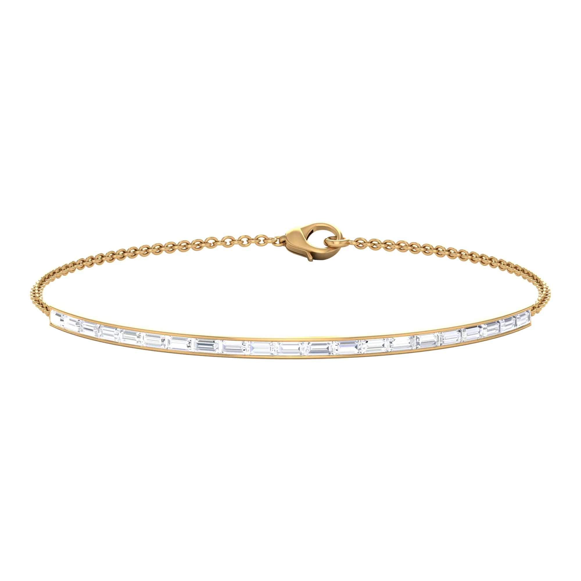 Baguette Cut Zircon Bangle Chain Bracelet in Channel Setting