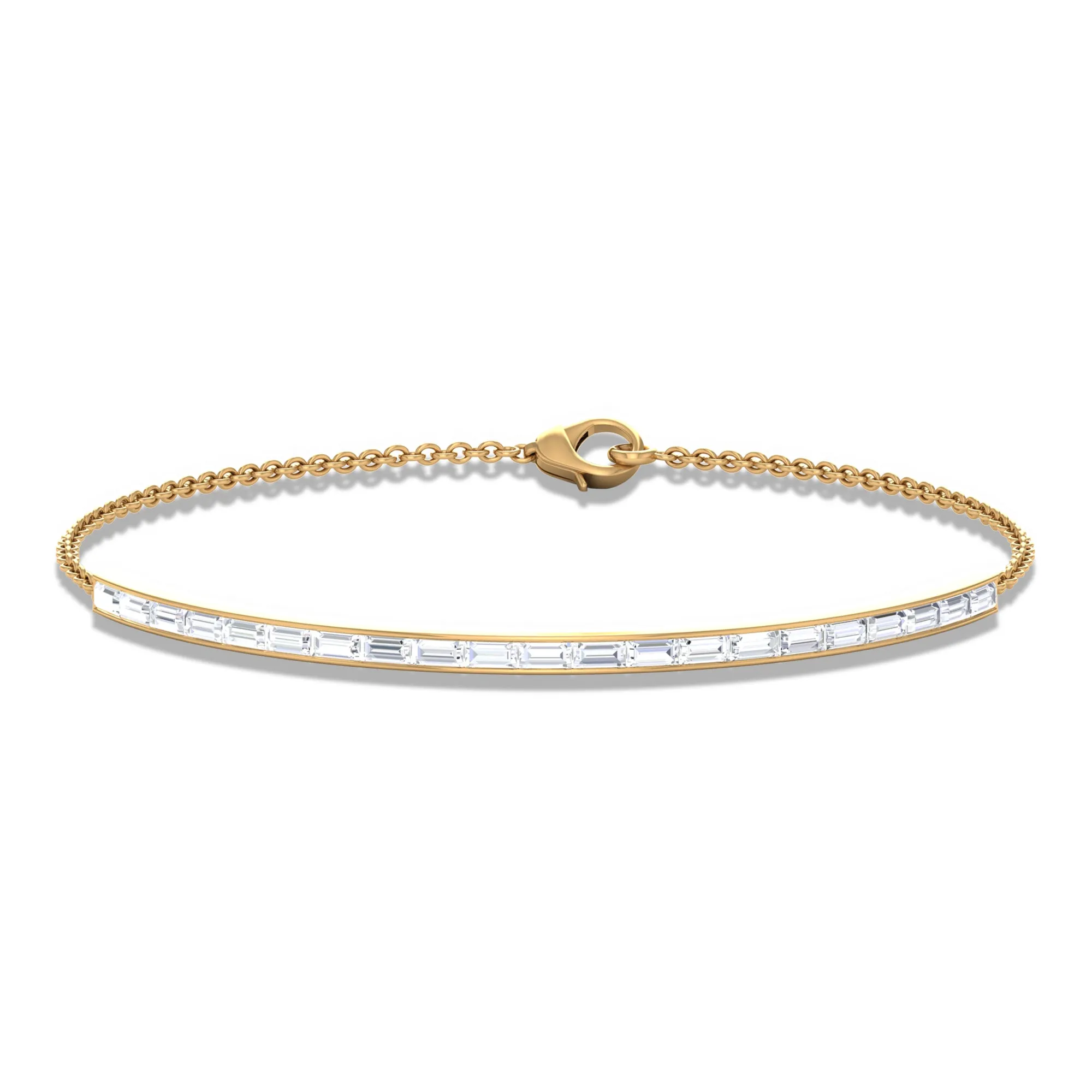 Baguette Cut Zircon Bangle Chain Bracelet in Channel Setting