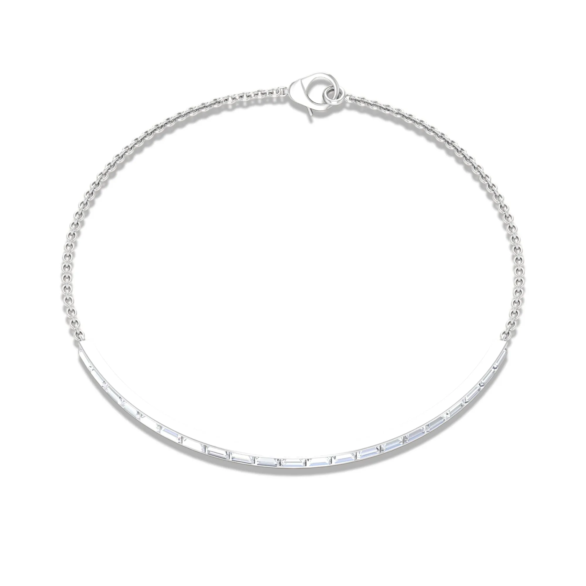 Baguette Cut Zircon Bangle Chain Bracelet in Channel Setting