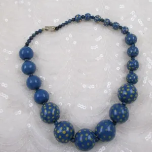 Blue & Yellow Beaded Necklace Handmade Kazuri Beads