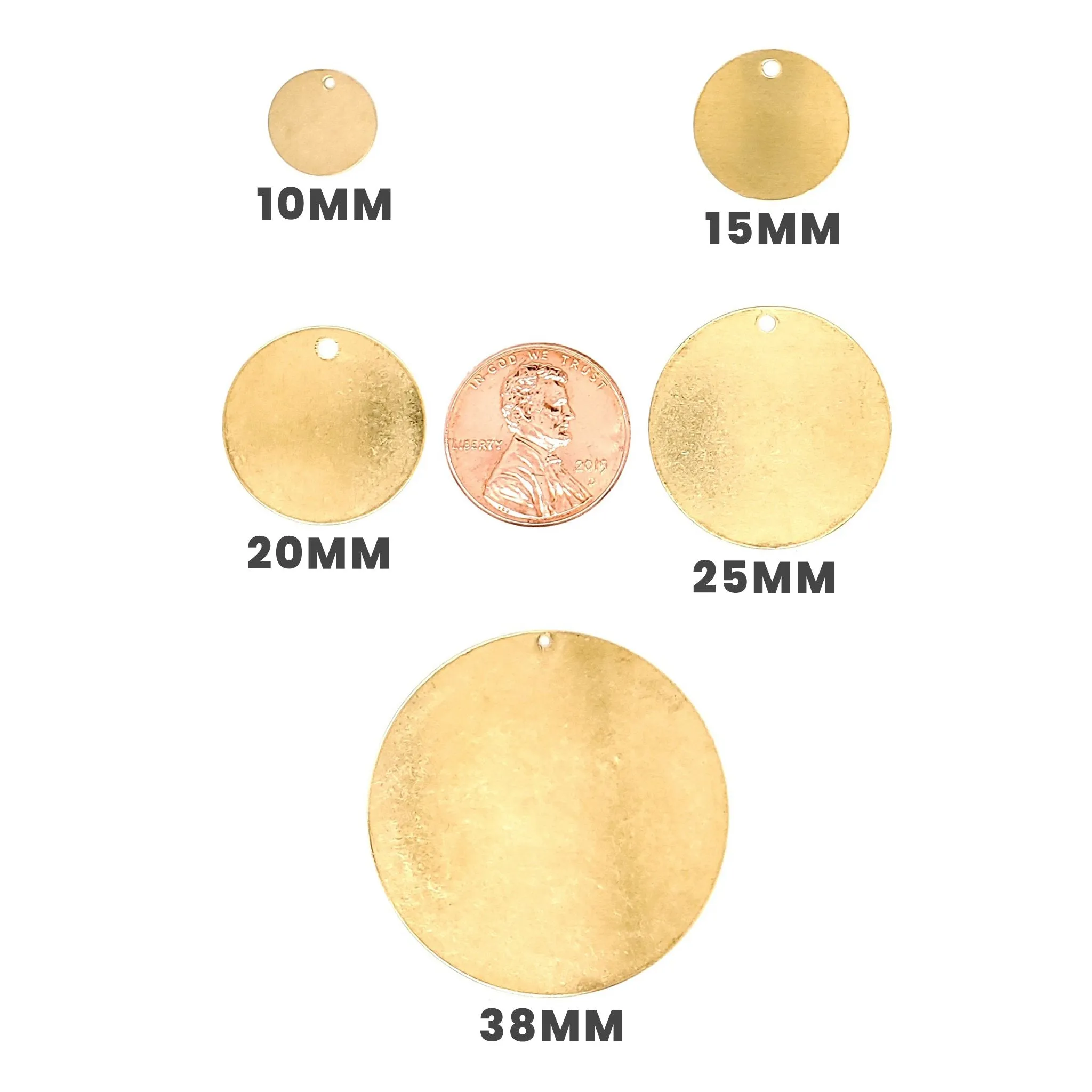 Brass Blank Round Disc Pendant With Hole / SBB0198