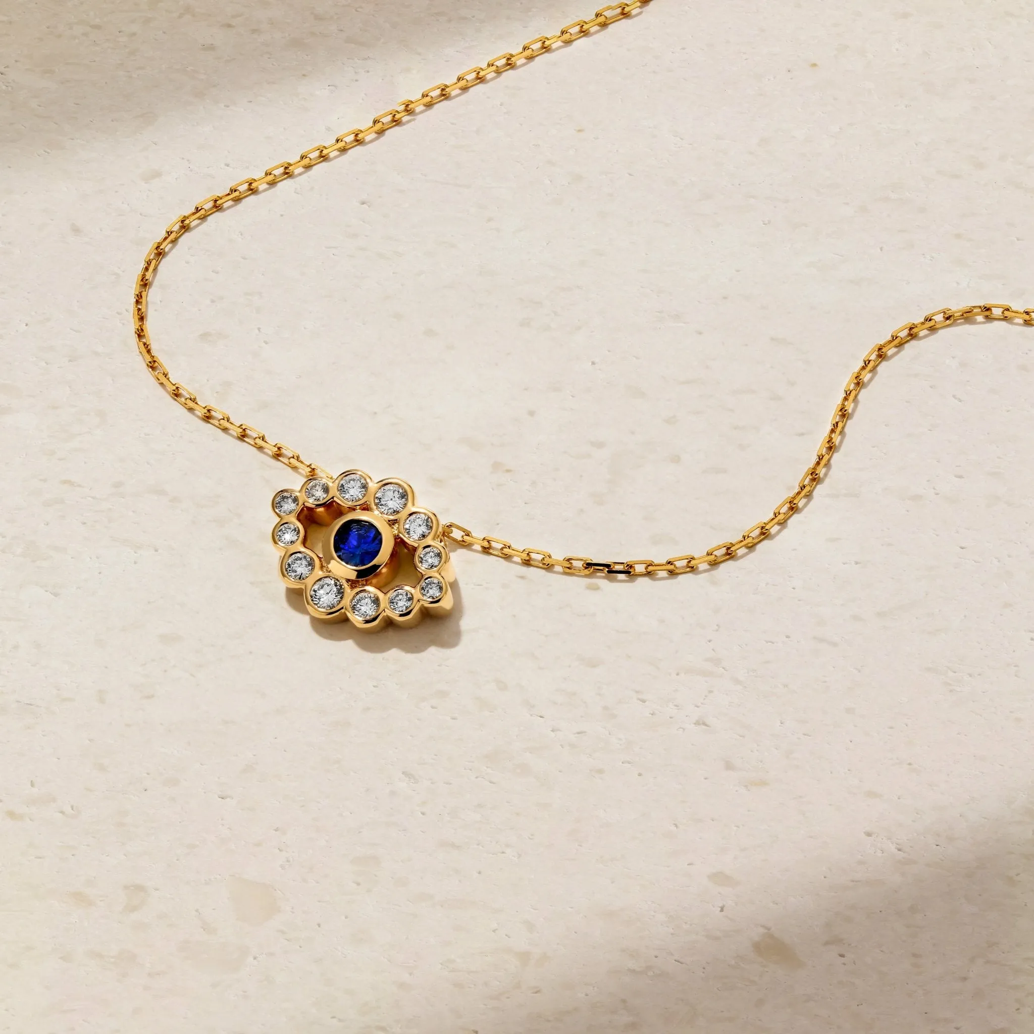 Bubbly Evil Eye Sapphire and Diamond Pendant