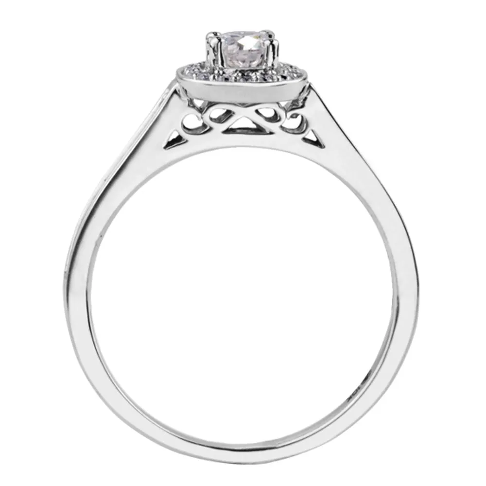 Canadian Diamond Ring with Cushion Halo and Accented Band