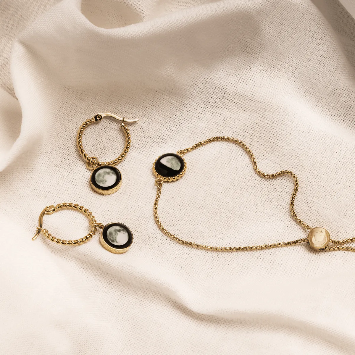 Carina Twist Bracelet and Hoop Earrings in Gold