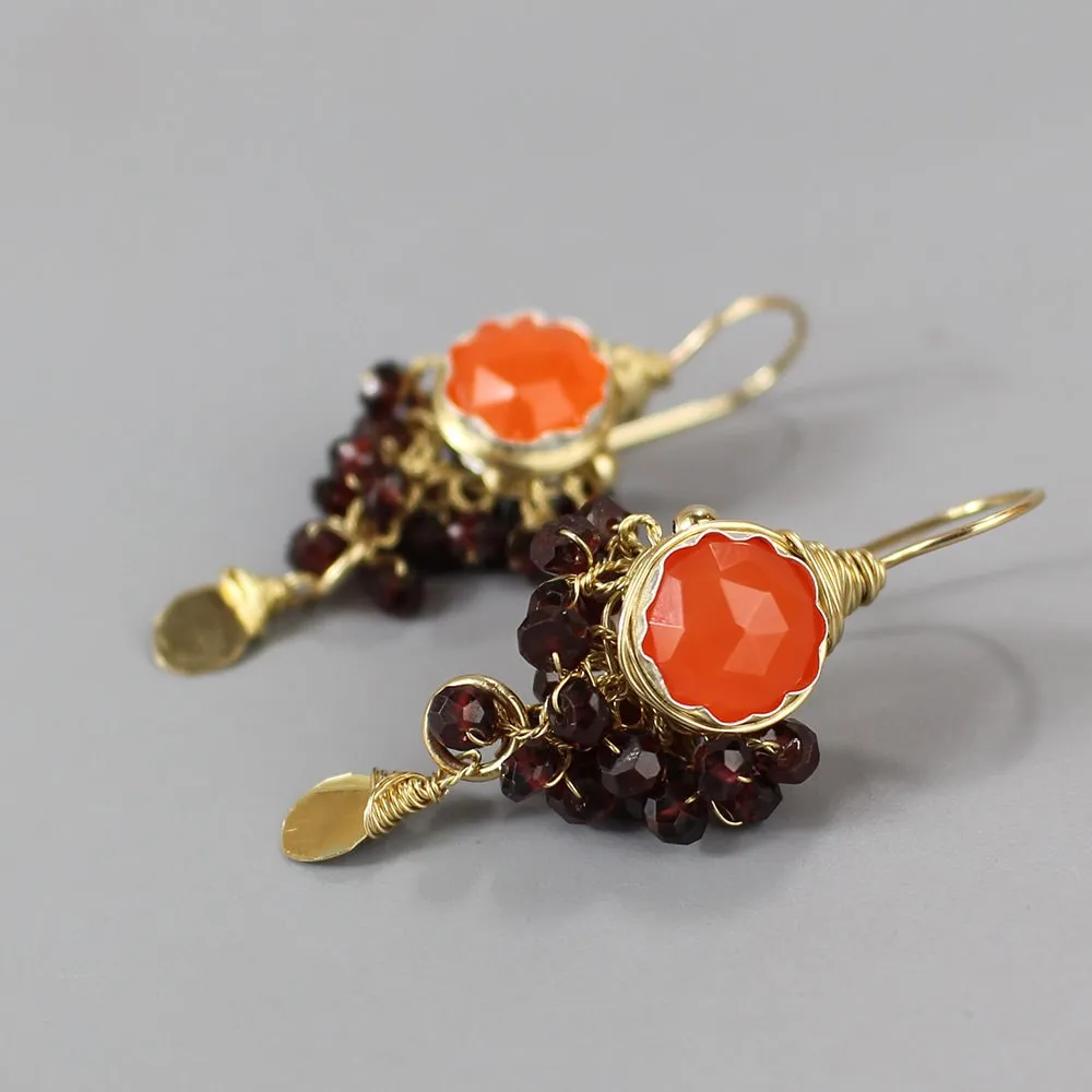 Carnelian Garnet Goddess Earrings