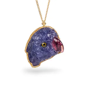 Carved Tanzanite Parrot Necklace