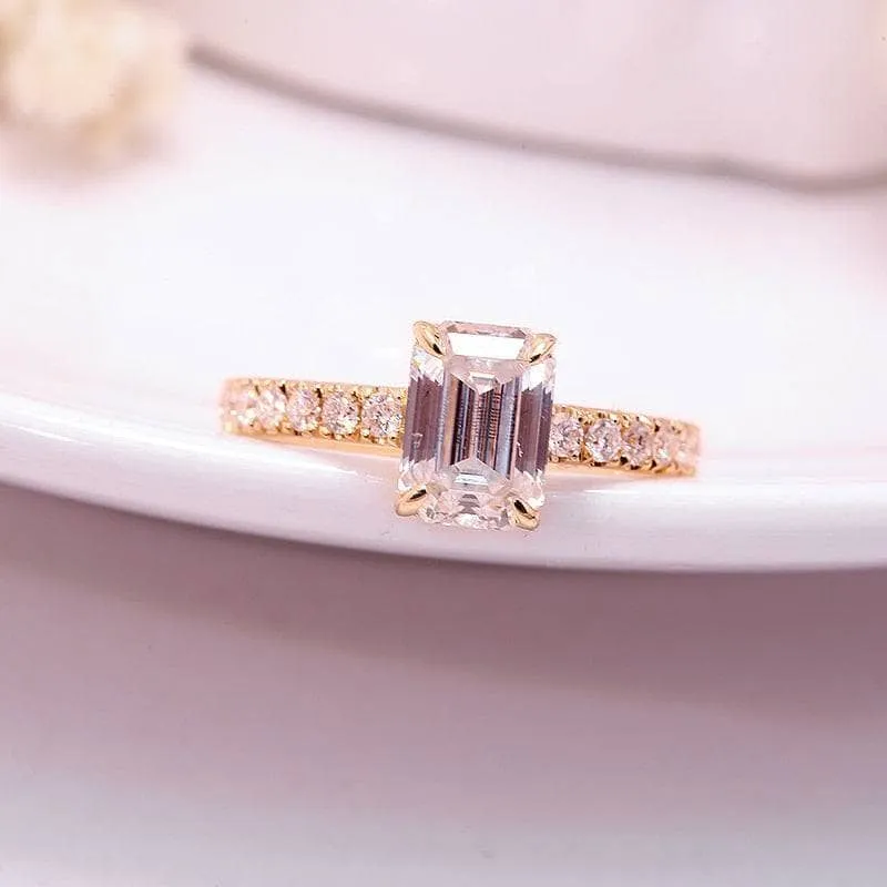 Classic 1.0ct Emerald Cut Diamond Wedding Ring