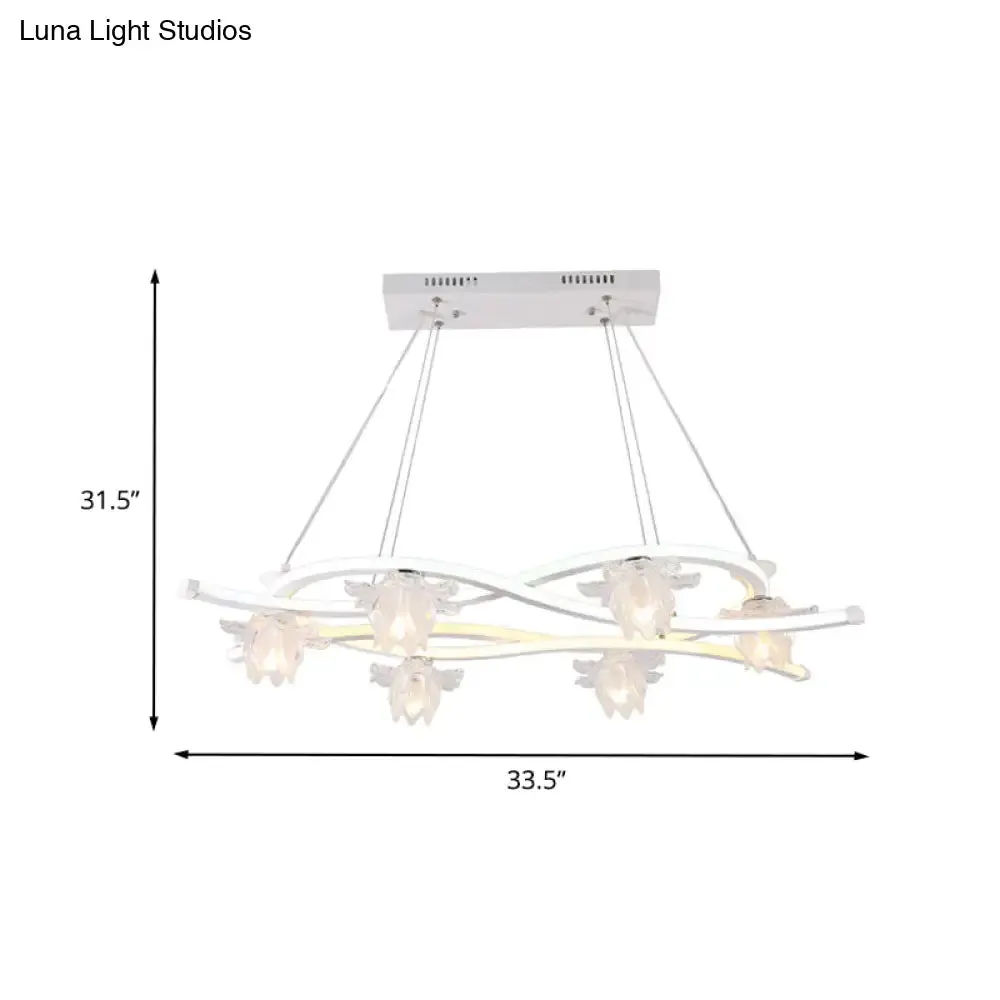 Contemporary Acrylic Twist 6-Head Pendant: White LED Hanging Lamp with Floral Shade in Warm/White/Natural Light