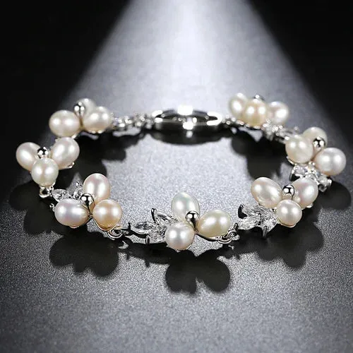 Cubic Zirconia Freshwater Pearl Bracelet