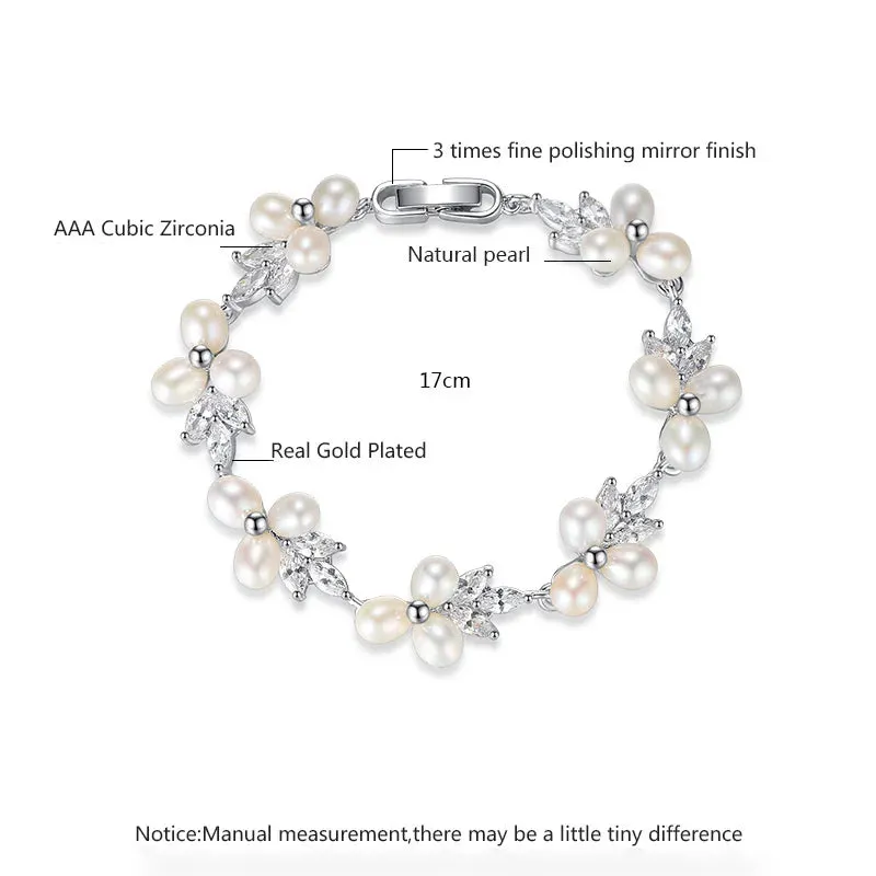 Cubic Zirconia Freshwater Pearl Bracelet