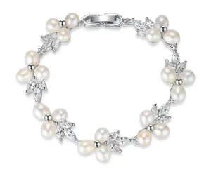 Cubic Zirconia Freshwater Pearl Bracelet