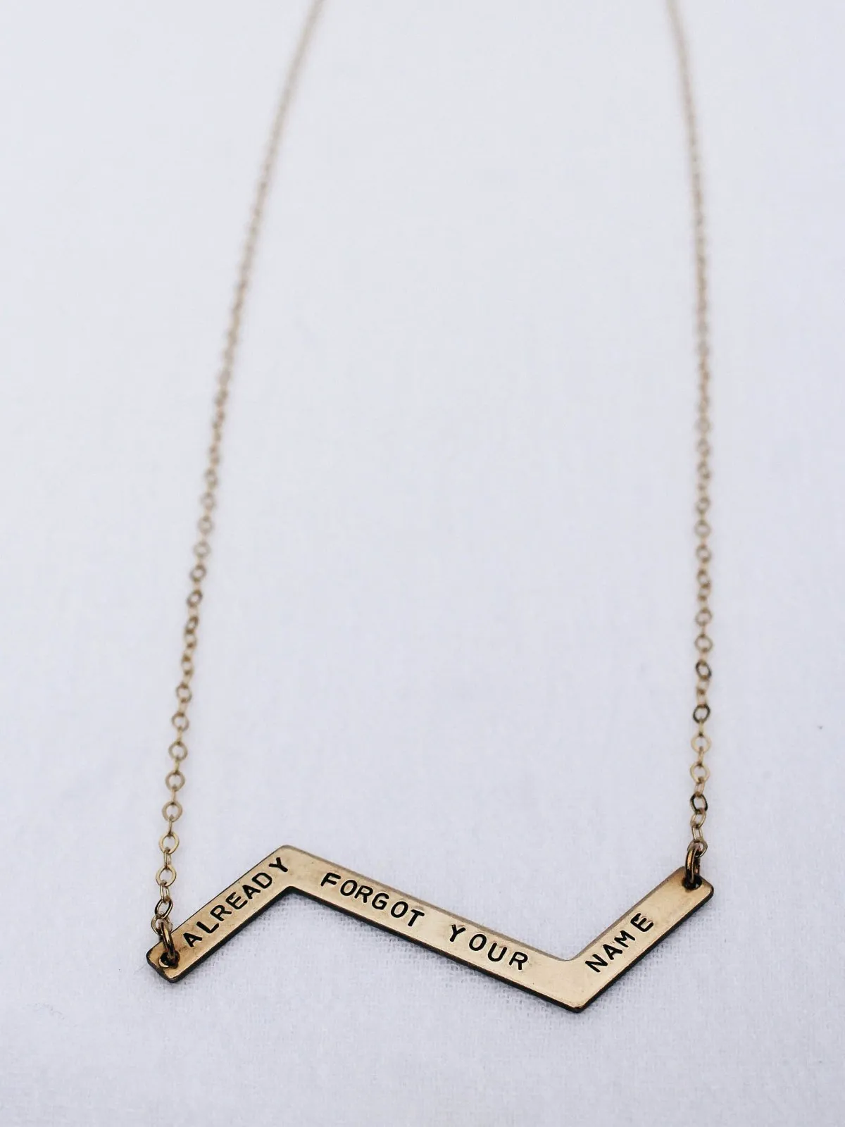 CUSTOM Zag Hand Stamped Brass Necklace