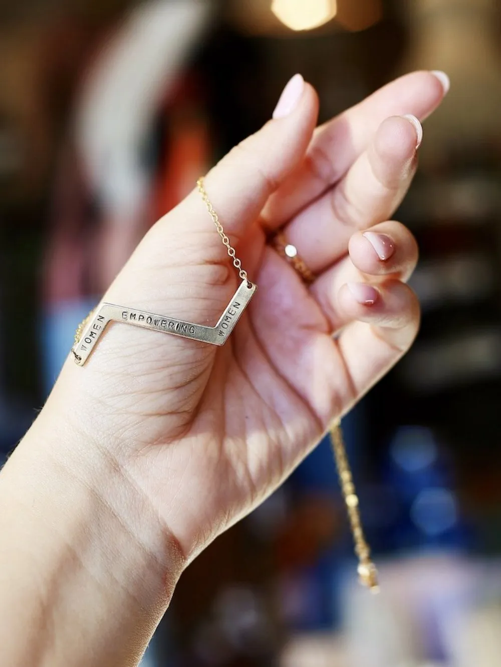 CUSTOM Zag Hand Stamped Brass Necklace