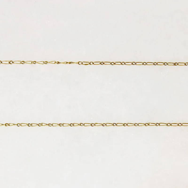 Dainty 9k Gold Edwardian Figaro Chain