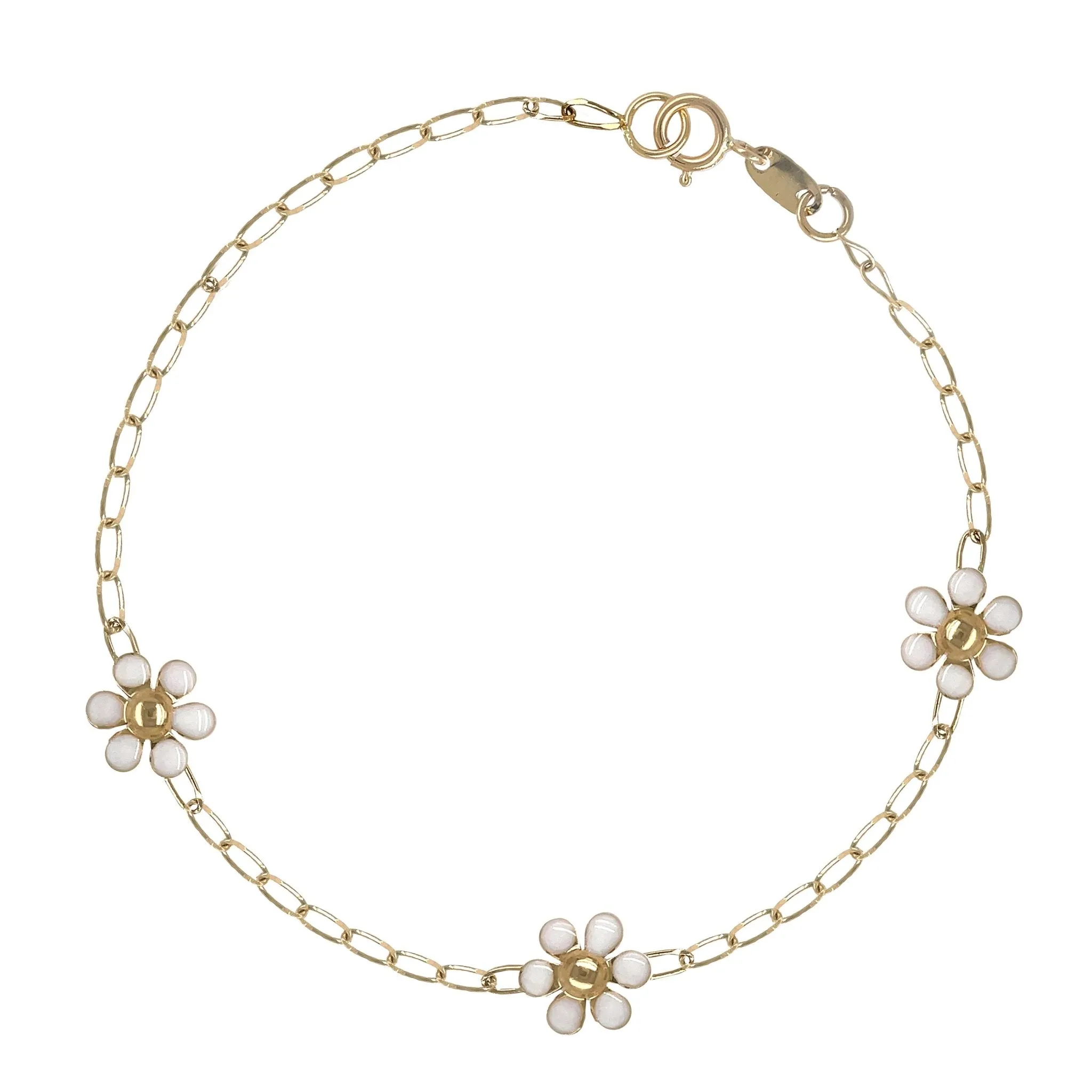 Daisy White Enamel Flower Bracelet